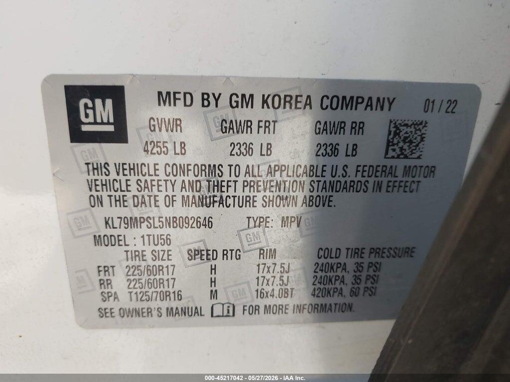 KL79MPSL5NB092646 2022 CHEVROLET TRAILBLAZER photo no. 9
