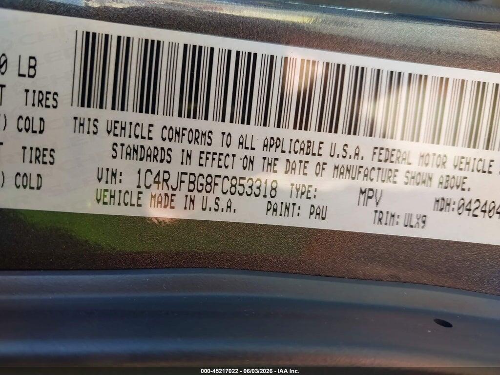 1C4RJFBG8FC853318 2015 JEEP GRAND CHEROKEE photo no. 9