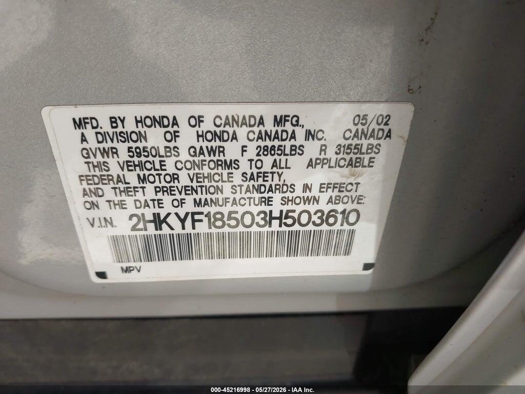 2HKYF18503H503610 2003 HONDA PILOT photo no. 9