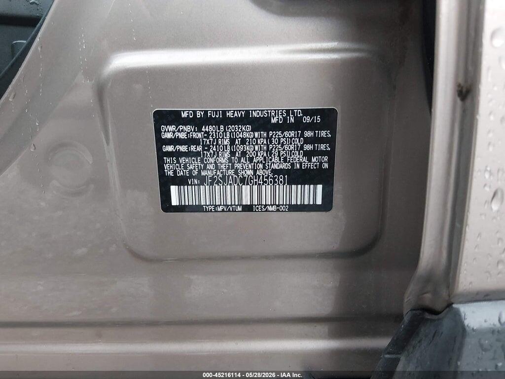 JF2SJADC7GH456381 2016 SUBARU FORESTER photo no. 9