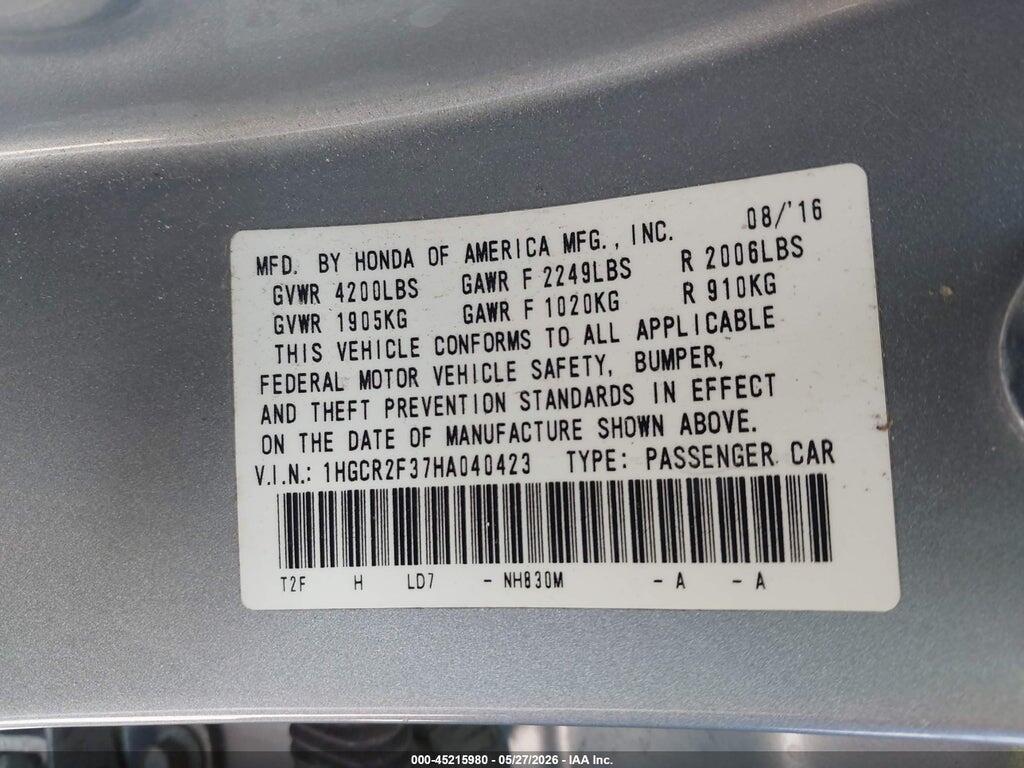 1HGCR2F37HA040423 2017 HONDA ACCORD photo no. 9