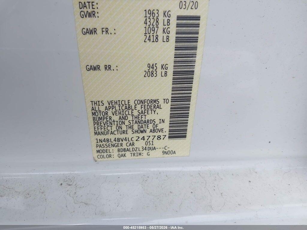 1N4BL4BV4LC247787 2020 NISSAN ALTIMA photo no. 9