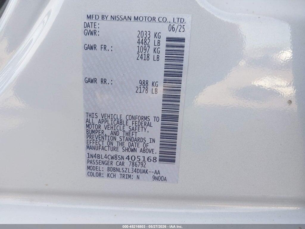 1N4BL4CW8SN405168 2025 NISSAN ALTIMA photo no. 9