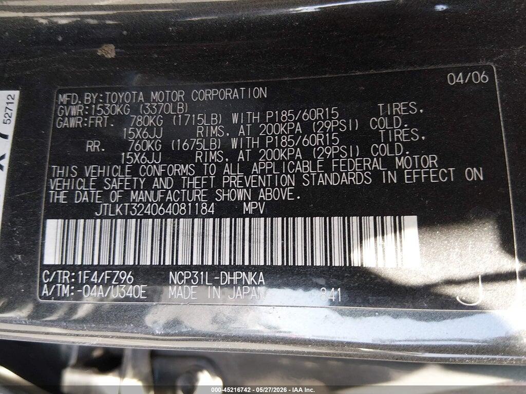 JTLKT324064081184 2006 SCION XB photo no. 9