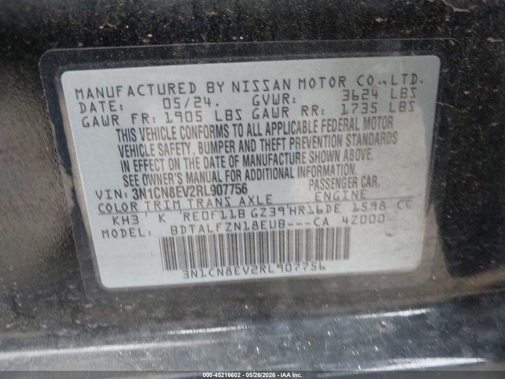 3N1CN8EV2RL907756 2024 NISSAN VERSA photo no. 9