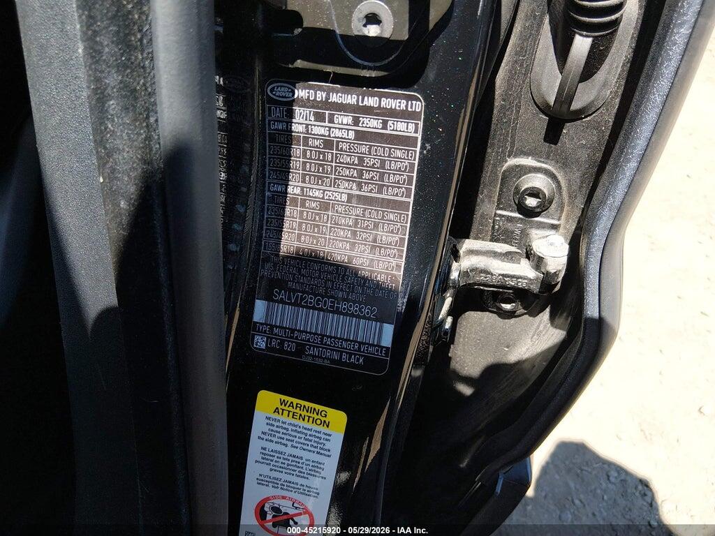 SALVT2BG0EH898362 2014 LAND ROVER RANGE ROVER EVOQUE photo no. 9