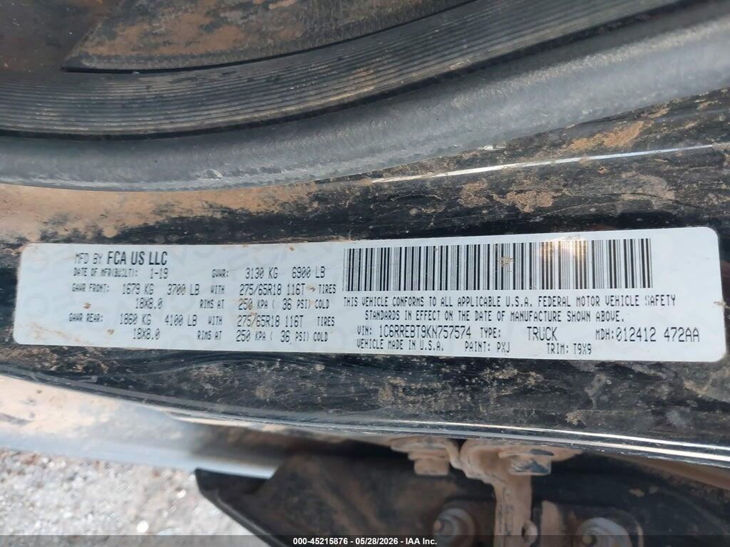 1C6RREBT9KN757574 2019 RAM 1500 photo no. 9