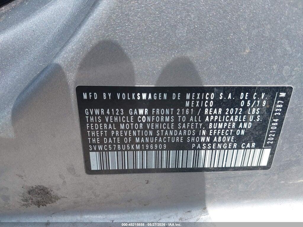 3VWC57BU5KM196909 2019 VOLKSWAGEN JETTA photo no. 9