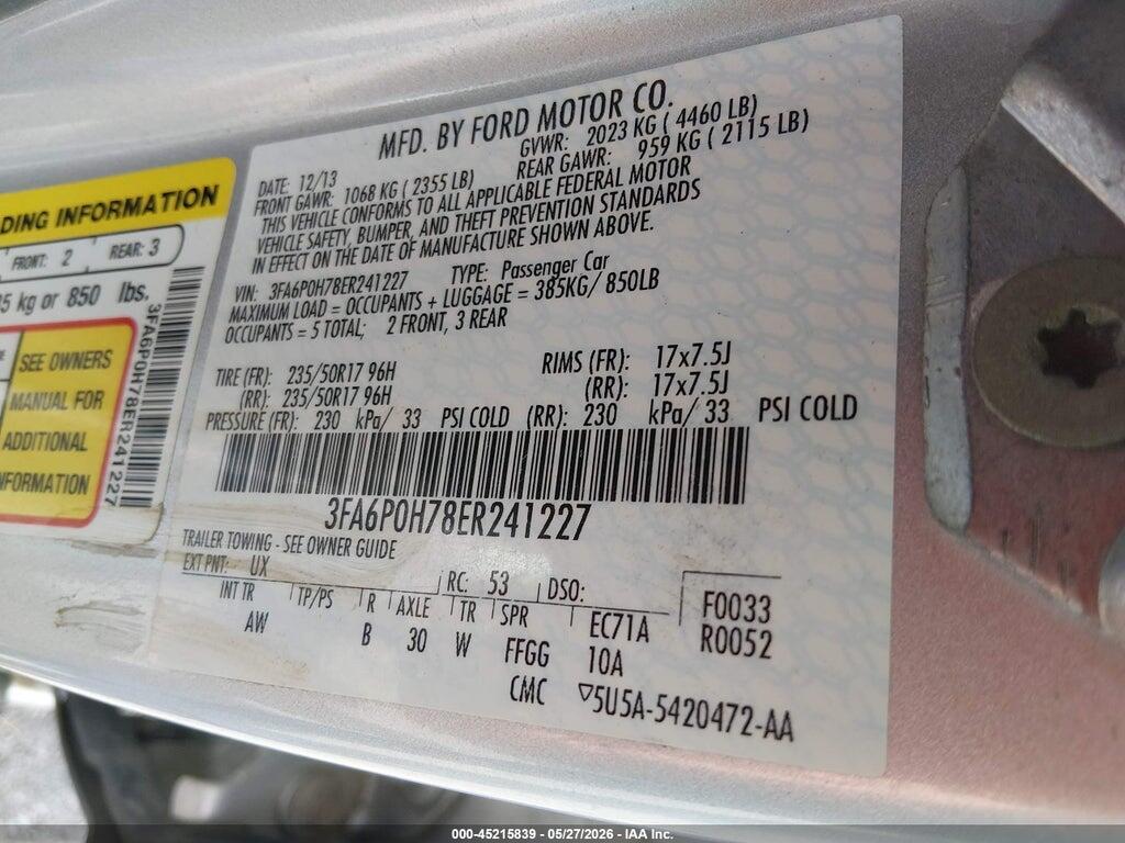 3FA6P0H78ER241227 2014 FORD FUSION photo no. 9