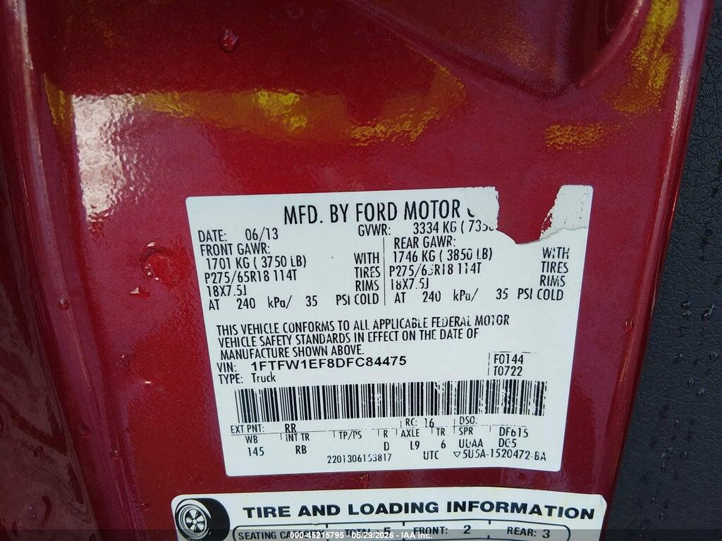 1FTFW1EF8DFC84475 2013 FORD F-150 photo no. 9