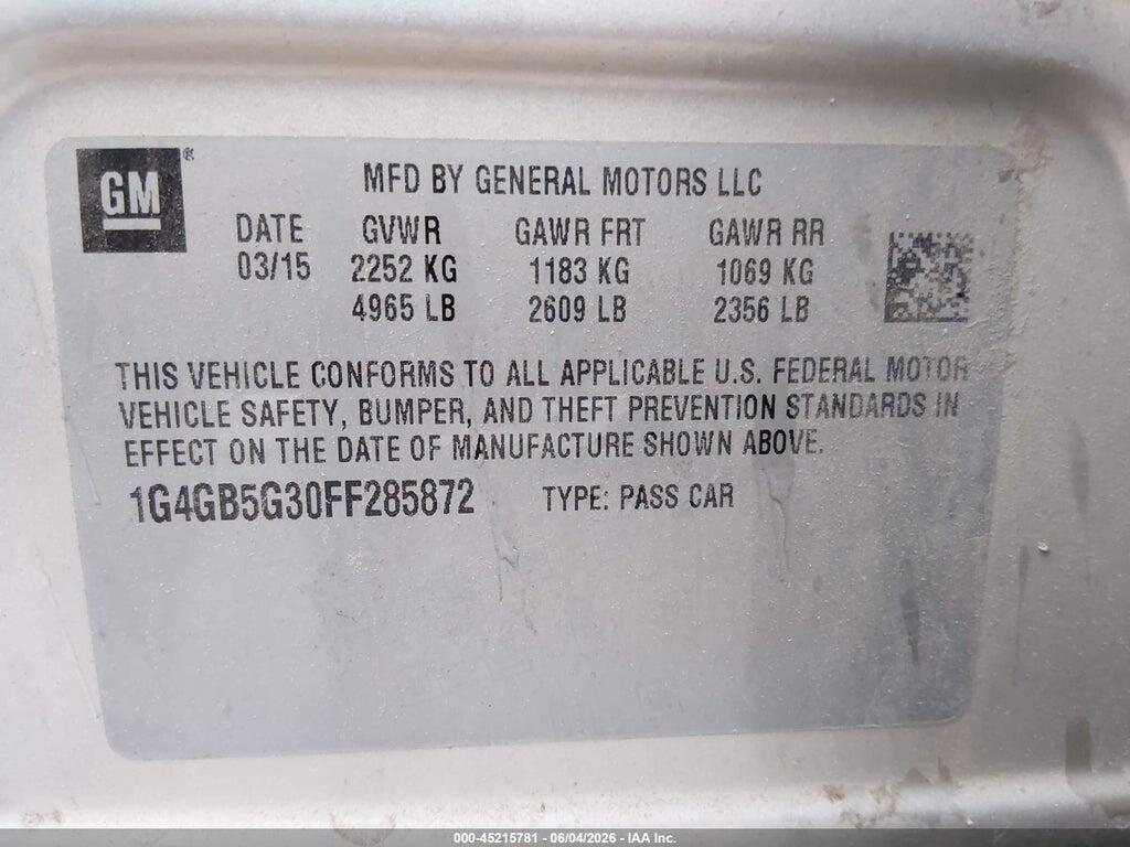 1G4GB5G30FF285872 2015 BUICK LACROSSE photo no. 9
