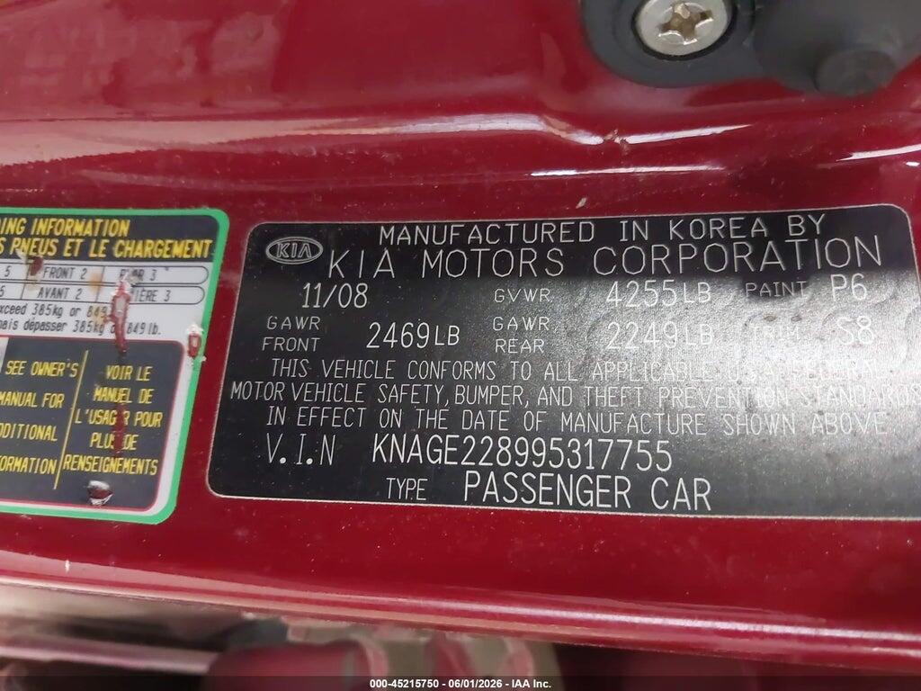 KNAGE228995317755 2009 KIA OPTIMA photo no. 9