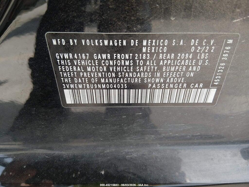 3VWEM7BU9NM004035 2022 VOLKSWAGEN JETTA photo no. 9