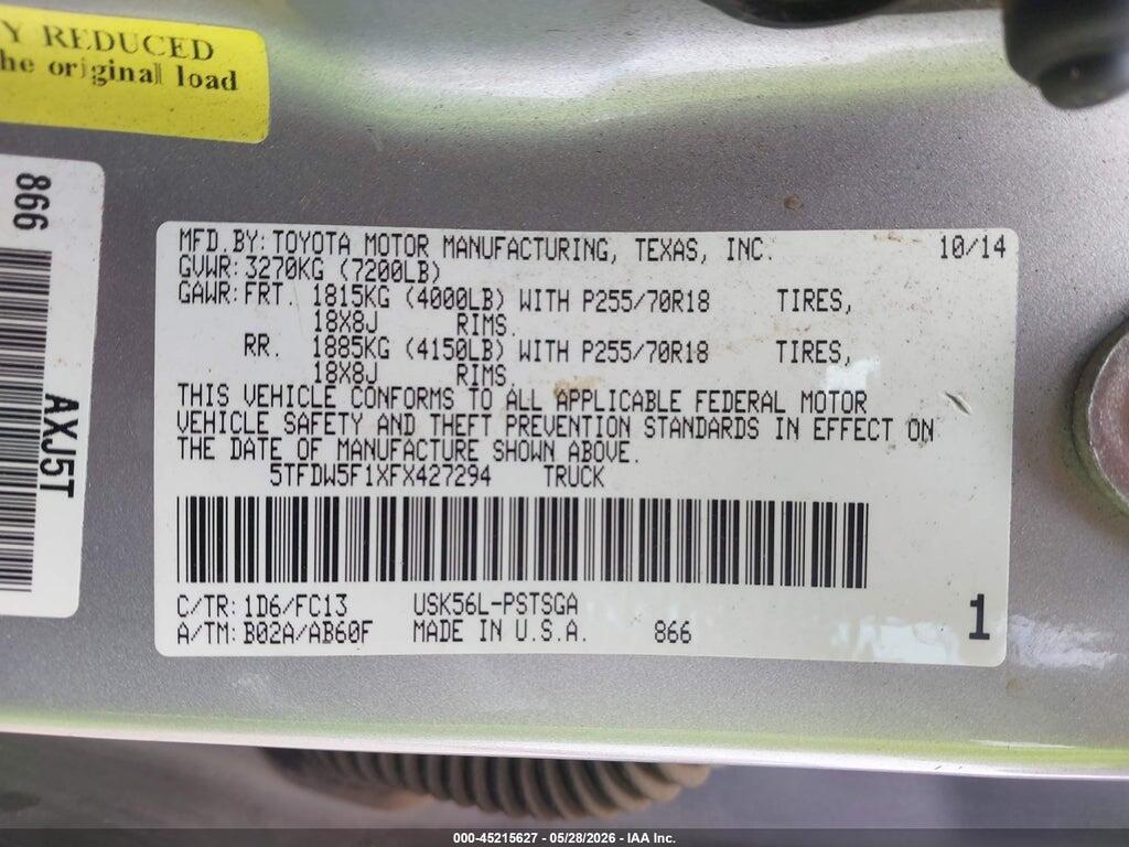 5TFDW5F1XFX427294 2015 TOYOTA TUNDRA photo no. 9