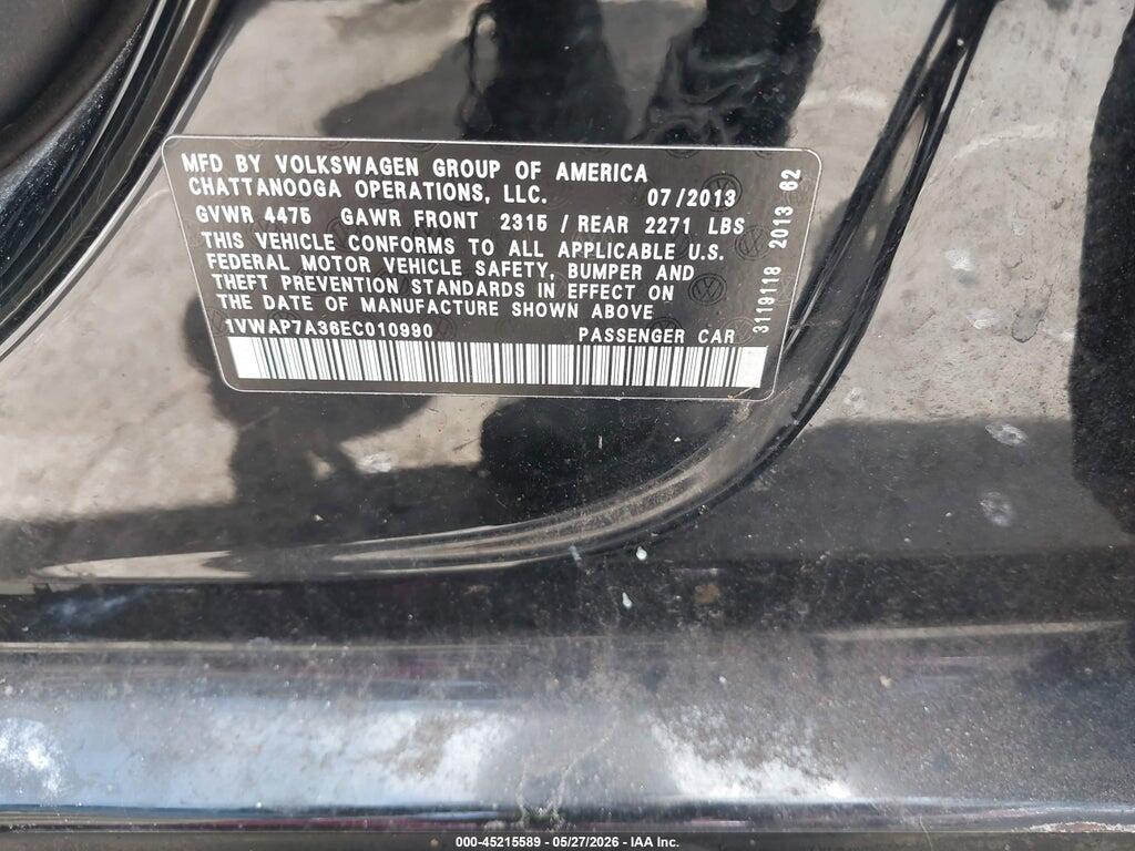 1VWAP7A36EC010990 2014 VOLKSWAGEN PASSAT photo no. 9
