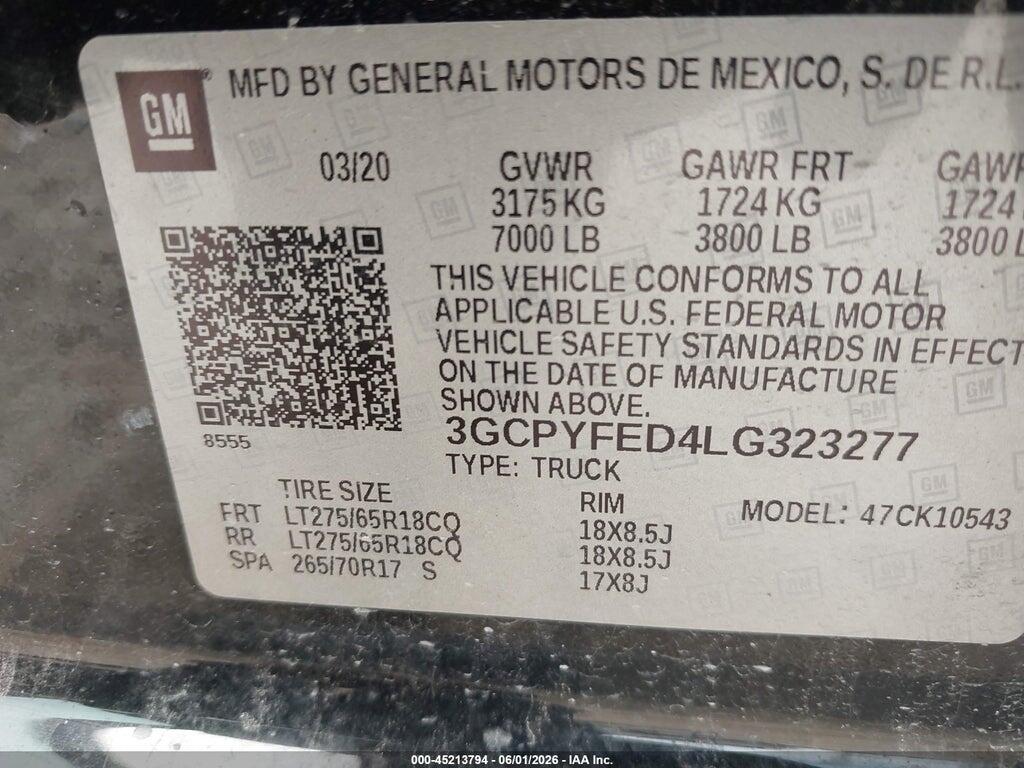 3GCPYFED4LG323277 2020 CHEVROLET SILVERADO 1500 photo no. 9