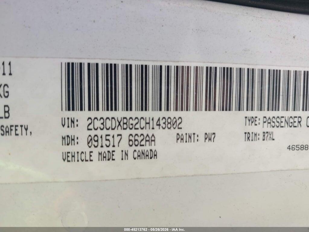 2C3CDXBG2CH143802 2012 DODGE CHARGER photo no. 9