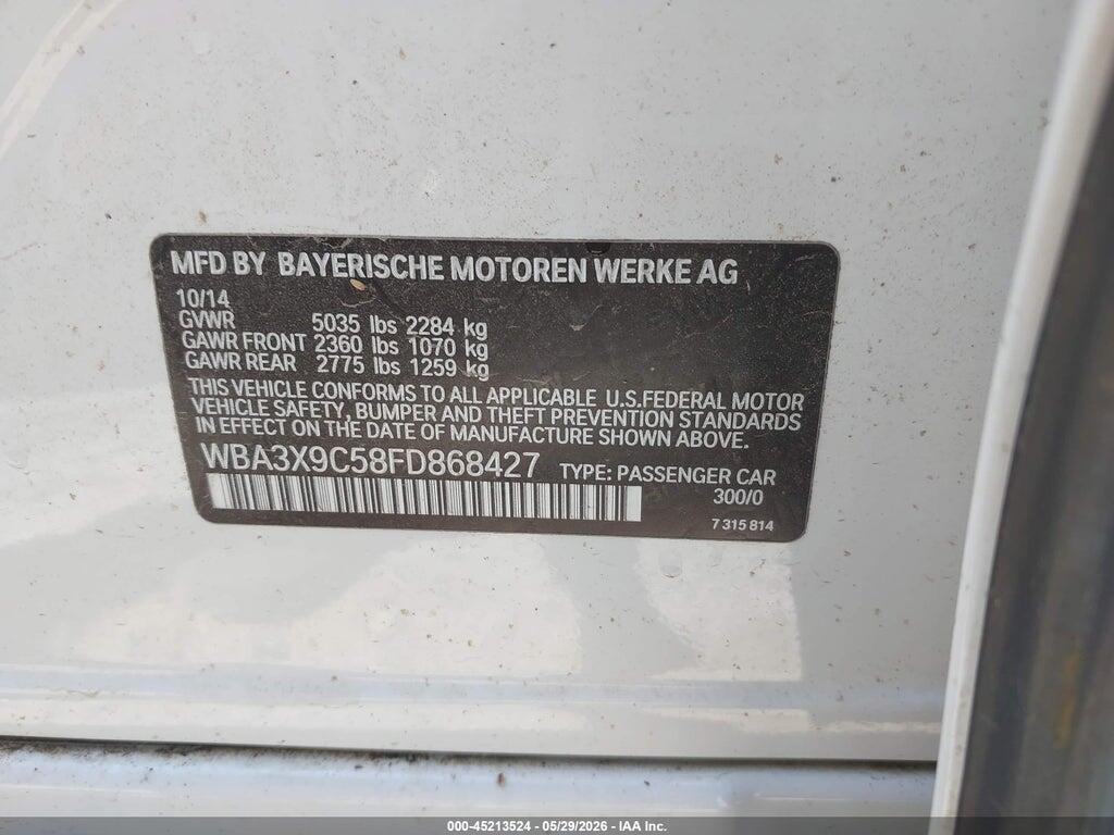 WBA3X9C58FD868427 2015 BMW 335I GRAN TURISMO photo no. 9