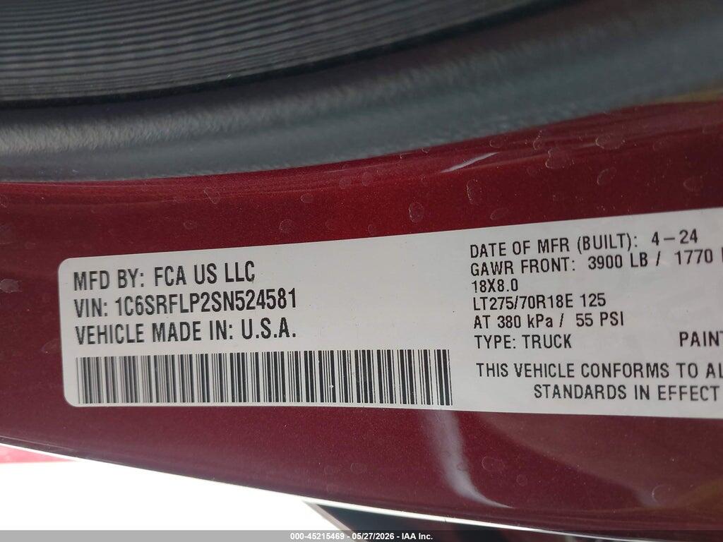 1C6SRFLP2SN524581 2025 RAM 1500 photo no. 9