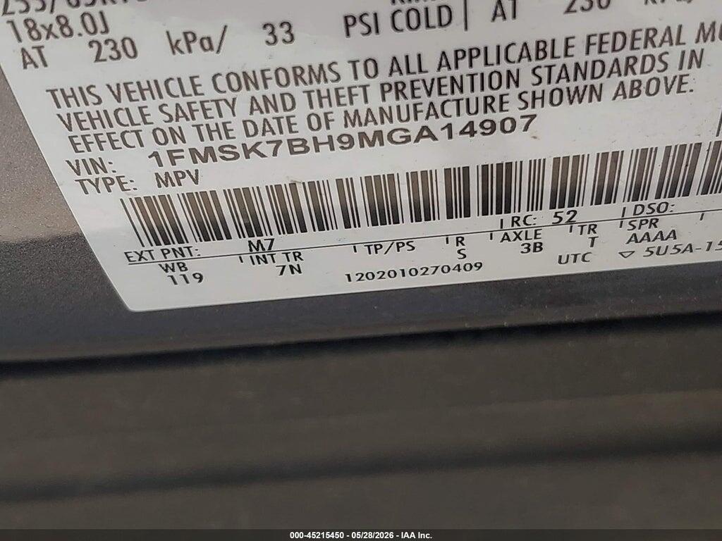 1FMSK7BH9MGA14907 2021 FORD EXPLORER photo no. 9