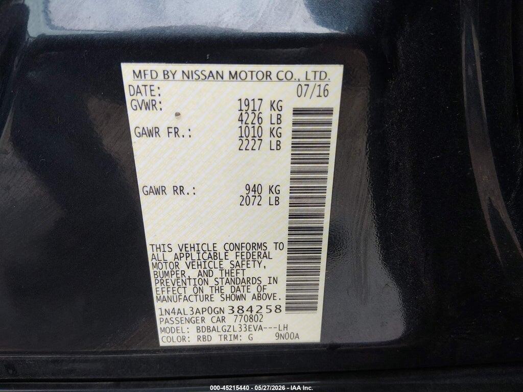 1N4AL3AP0GN384258 2016 NISSAN ALTIMA photo no. 9