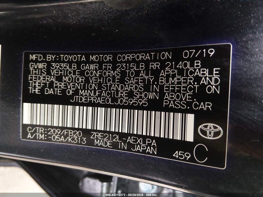 JTDEPRAE0LJ059595 2020 TOYOTA COROLLA photo no. 9
