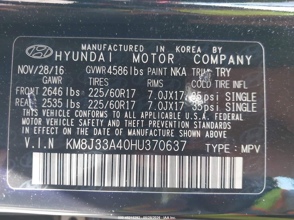 KM8J33A40HU370637 2017 HYUNDAI TUCSON photo no. 9