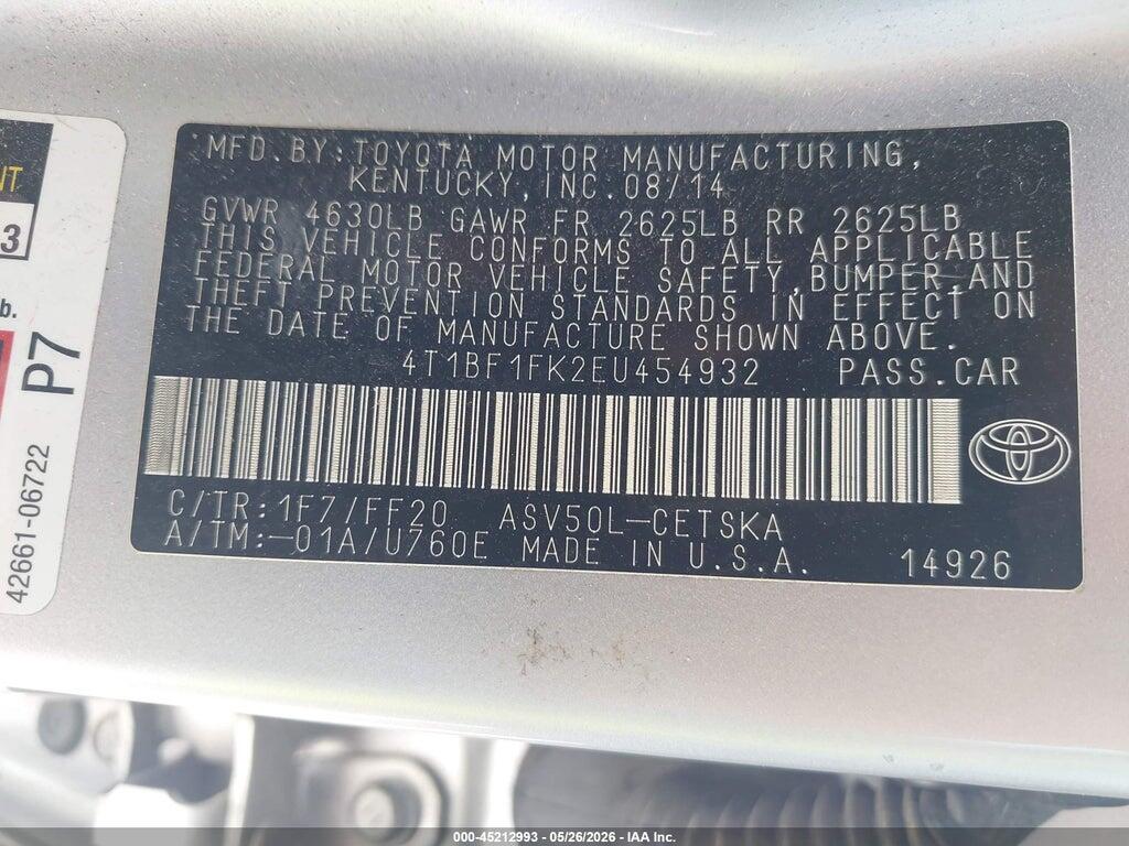 4T1BF1FK2EU454932 2014 TOYOTA CAMRY photo no. 9
