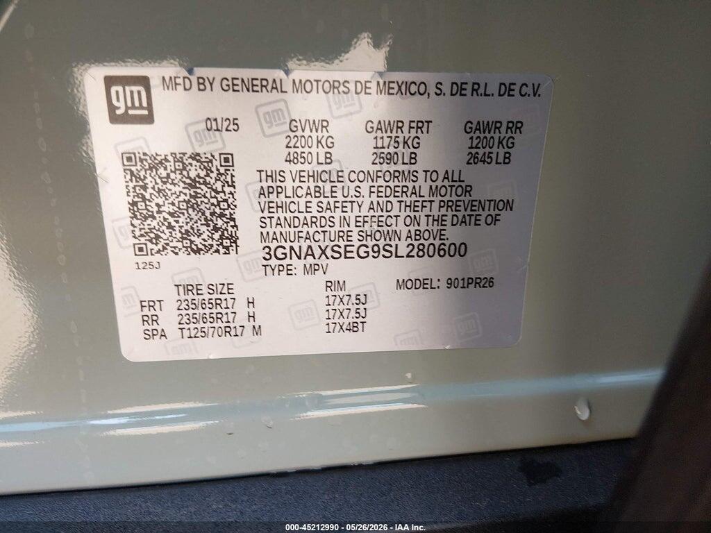 3GNAXSEG9SL280600 2025 CHEVROLET EQUINOX photo no. 9