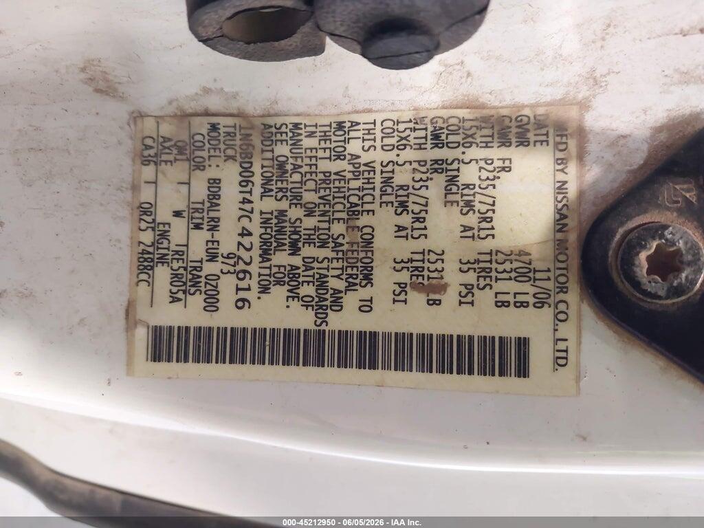 1N6BD06T47C422616 2007 NISSAN FRONTIER photo no. 9
