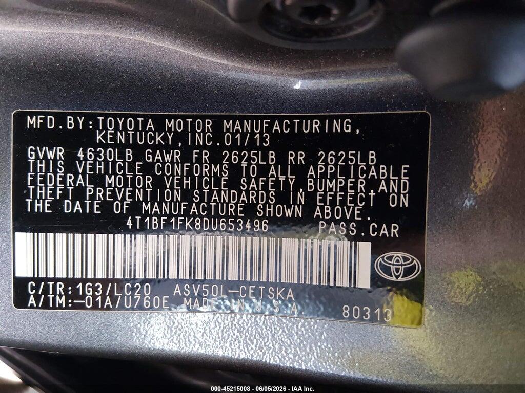 4T1BF1FK8DU653496 2013 TOYOTA CAMRY photo no. 9