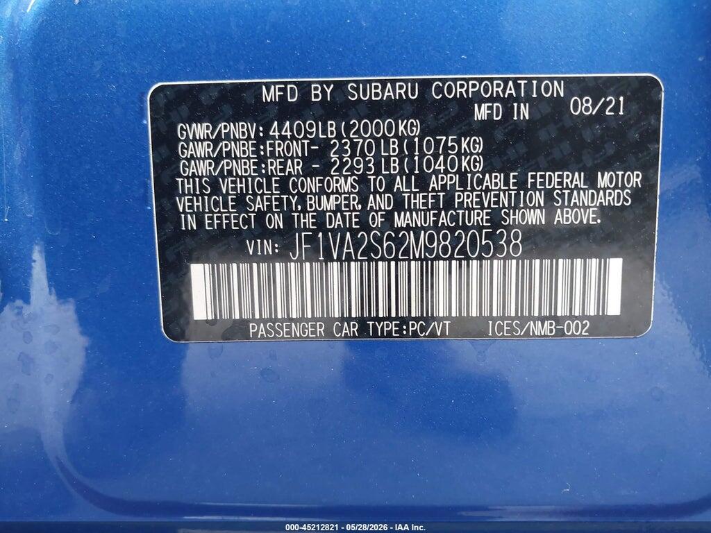 JF1VA2S62M9820538 2021 SUBARU WRX STI photo no. 9