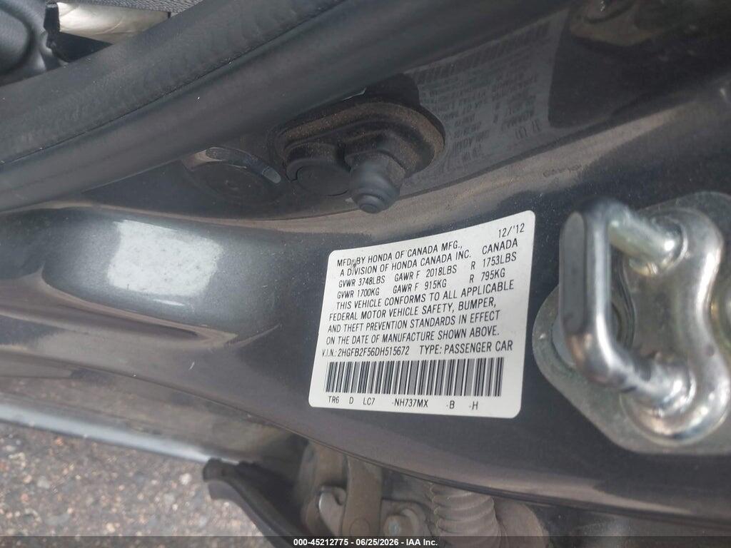 2HGFB2F56DH515672 2013 HONDA CIVIC photo no. 9