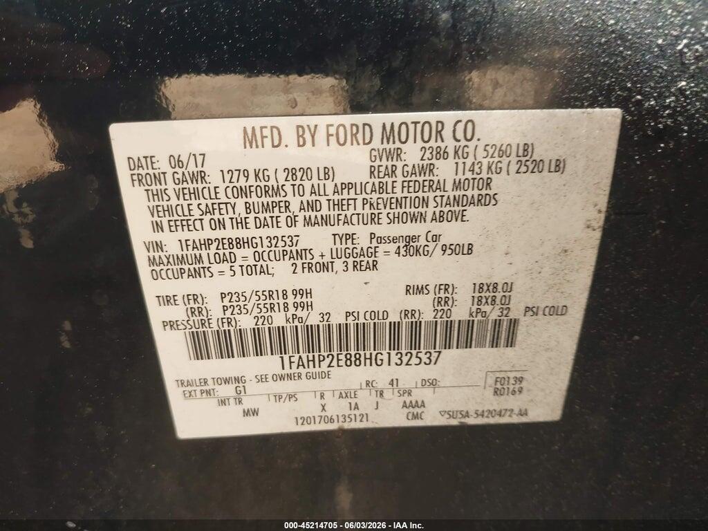 1FAHP2E88HG132537 2017 FORD TAURUS photo no. 9
