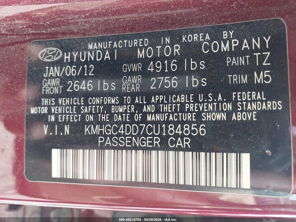 KMHGC4DD7CU184856 2012 HYUNDAI GENESIS photo no. 9