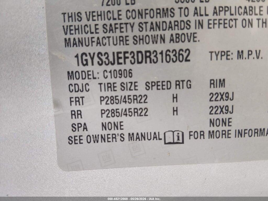 1GYS3JEF3DR316362 2013 CADILLAC ESCALADE ESV photo no. 9