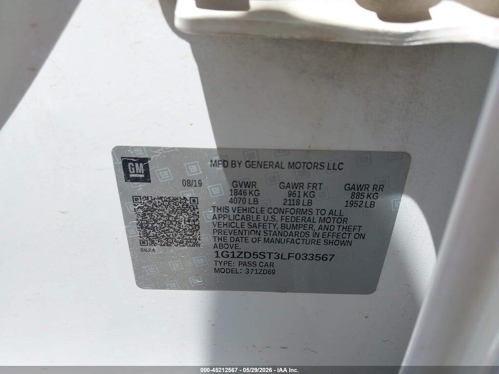 1G1ZD5ST3LF033567 2020 CHEVROLET MALIBU photo no. 9