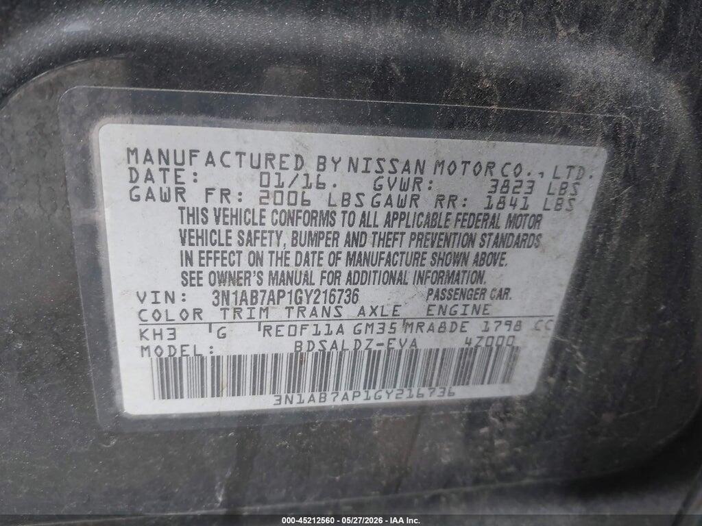 3N1AB7AP1GY216736 2016 NISSAN SENTRA photo no. 9