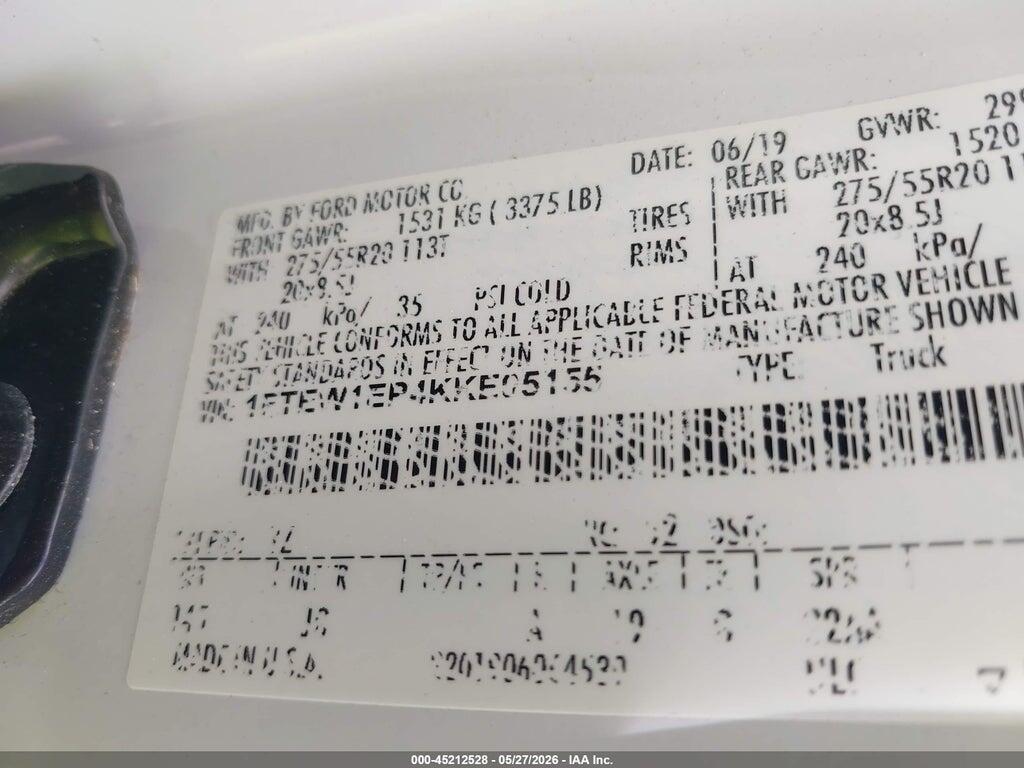 1FTEW1EP4KKE05155 2019 FORD F-150 photo no. 9