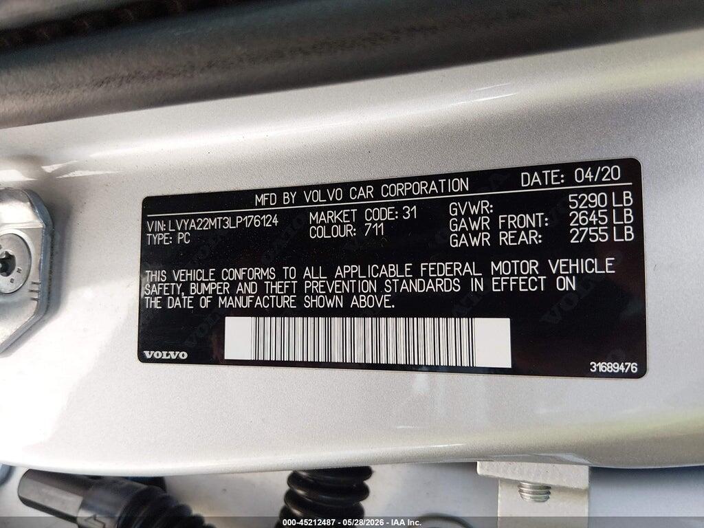 LVYA22MT3LP176124 2020 VOLVO S90 photo no. 9