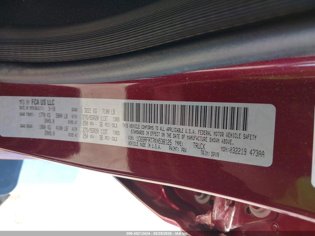 1C6SRFRT7KN538125 2019 RAM 1500 photo no. 9