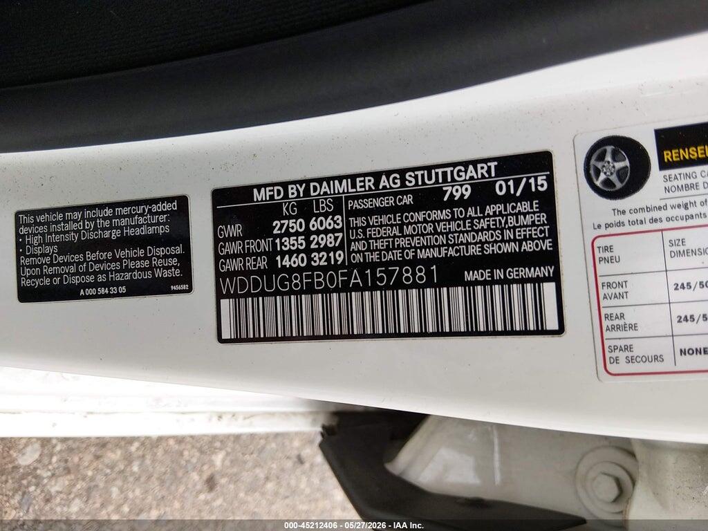 WDDUG8FB0FA157881 2015 MERCEDES-BENZ S 550 photo no. 9