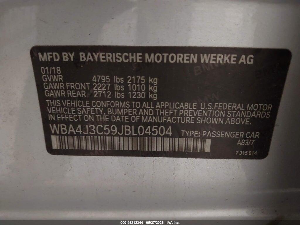 WBA4J3C59JBL04504 2018 BMW 430I GRAN COUPE photo no. 9
