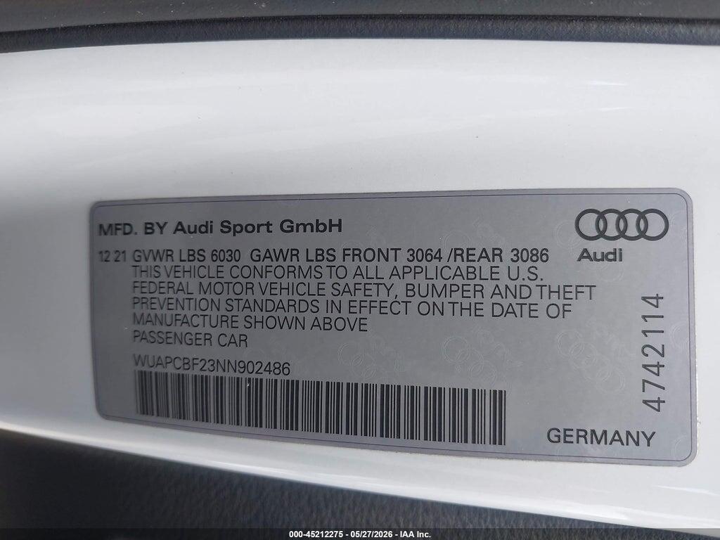 WUAPCBF23NN902486 2022 AUDI RS 7 SPORTBACK photo no. 9