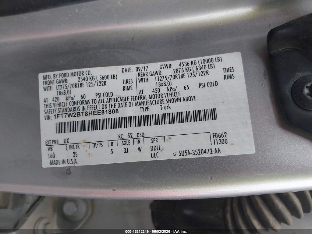 1FT7W2BT8HEE81808 2017 FORD F-250 photo no. 9