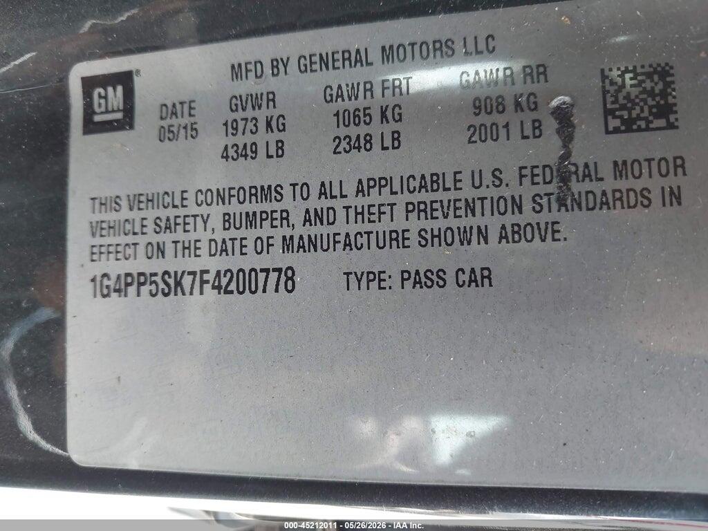 1G4PP5SK7F4200778 2015 BUICK VERANO photo no. 9