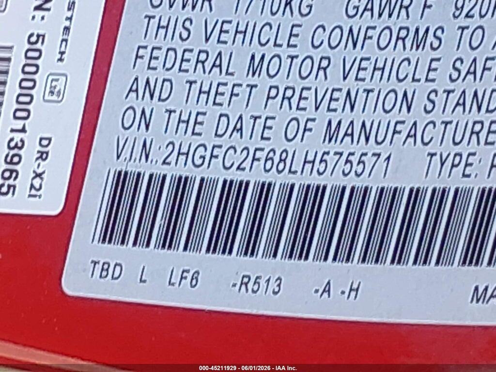 2HGFC2F68LH575571 2020 HONDA CIVIC photo no. 9