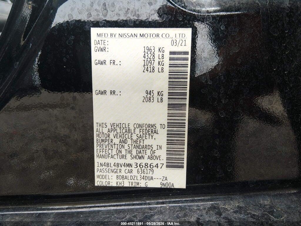 1N4BL4BV4MN368647 2021 NISSAN ALTIMA photo no. 9
