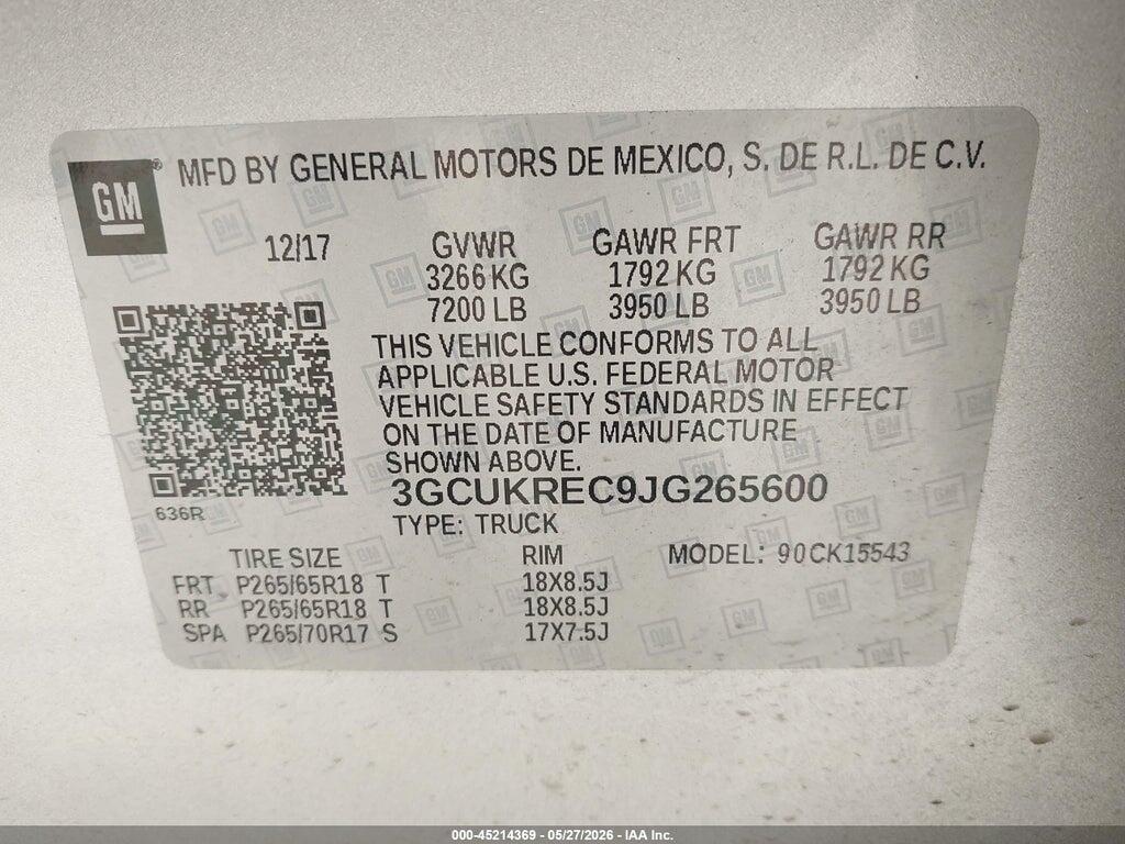 3GCUKREC9JG265600 2018 CHEVROLET SILVERADO 1500 photo no. 9