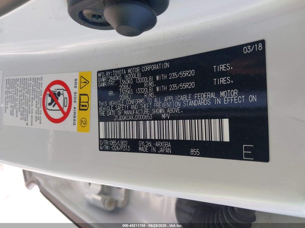 JTJDGKCAXJ2000653 2018 LEXUS RX 450HL photo no. 9